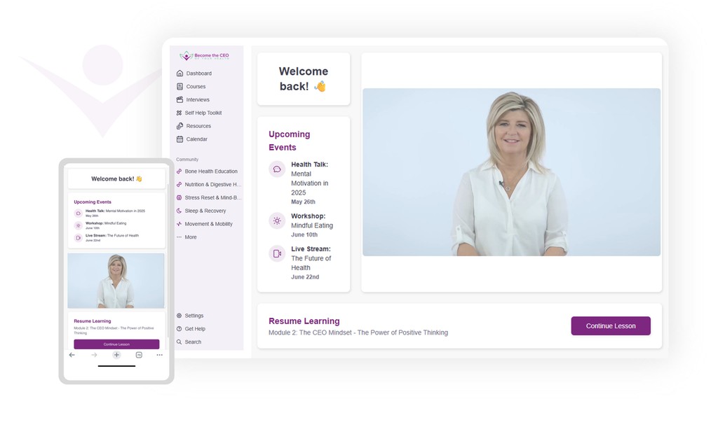 CEO of Your Health Hub platform preview on laptop and phone